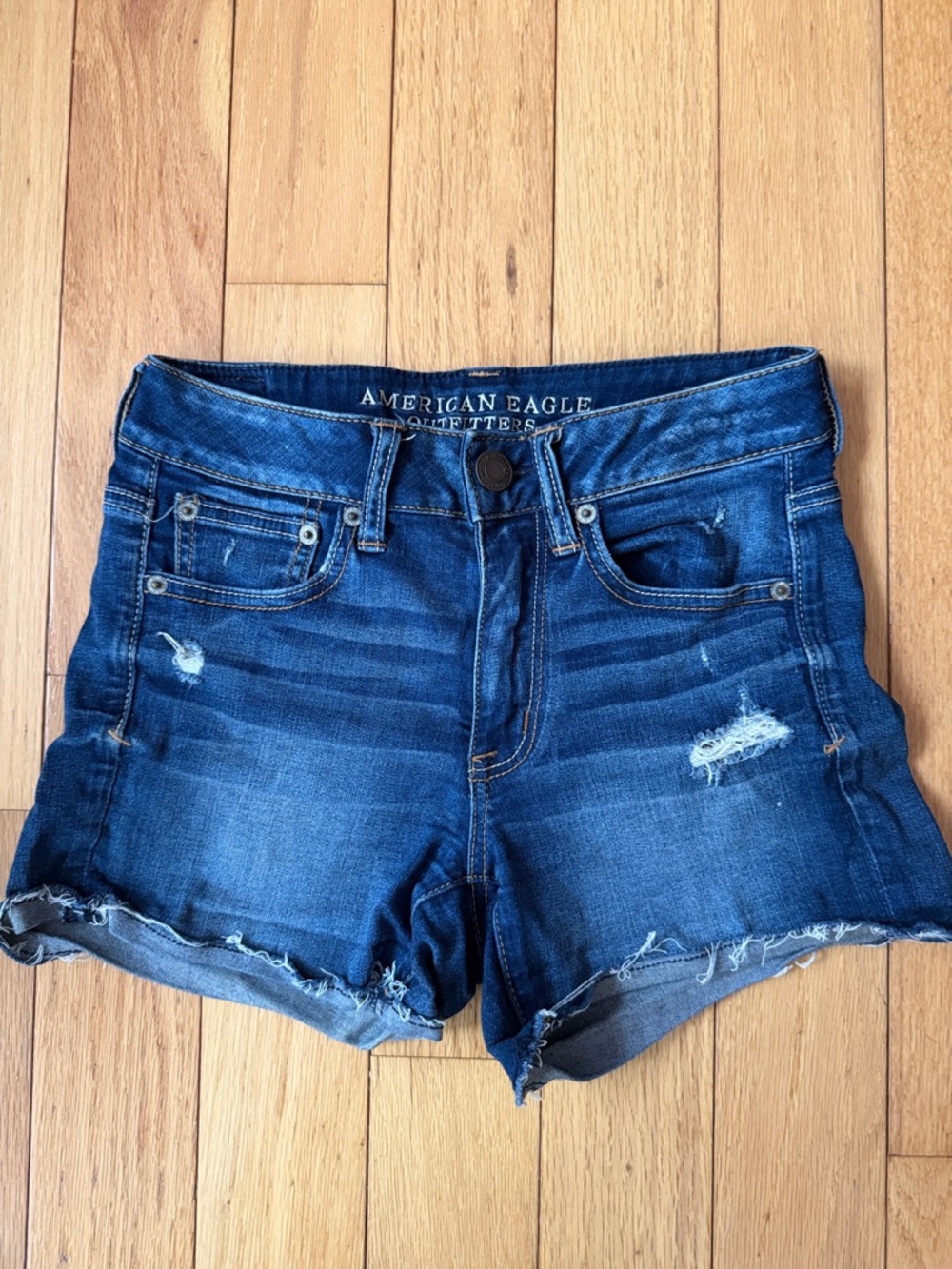 American Eagle Outfitters Blue Distressed Denim Cutoff Shorts